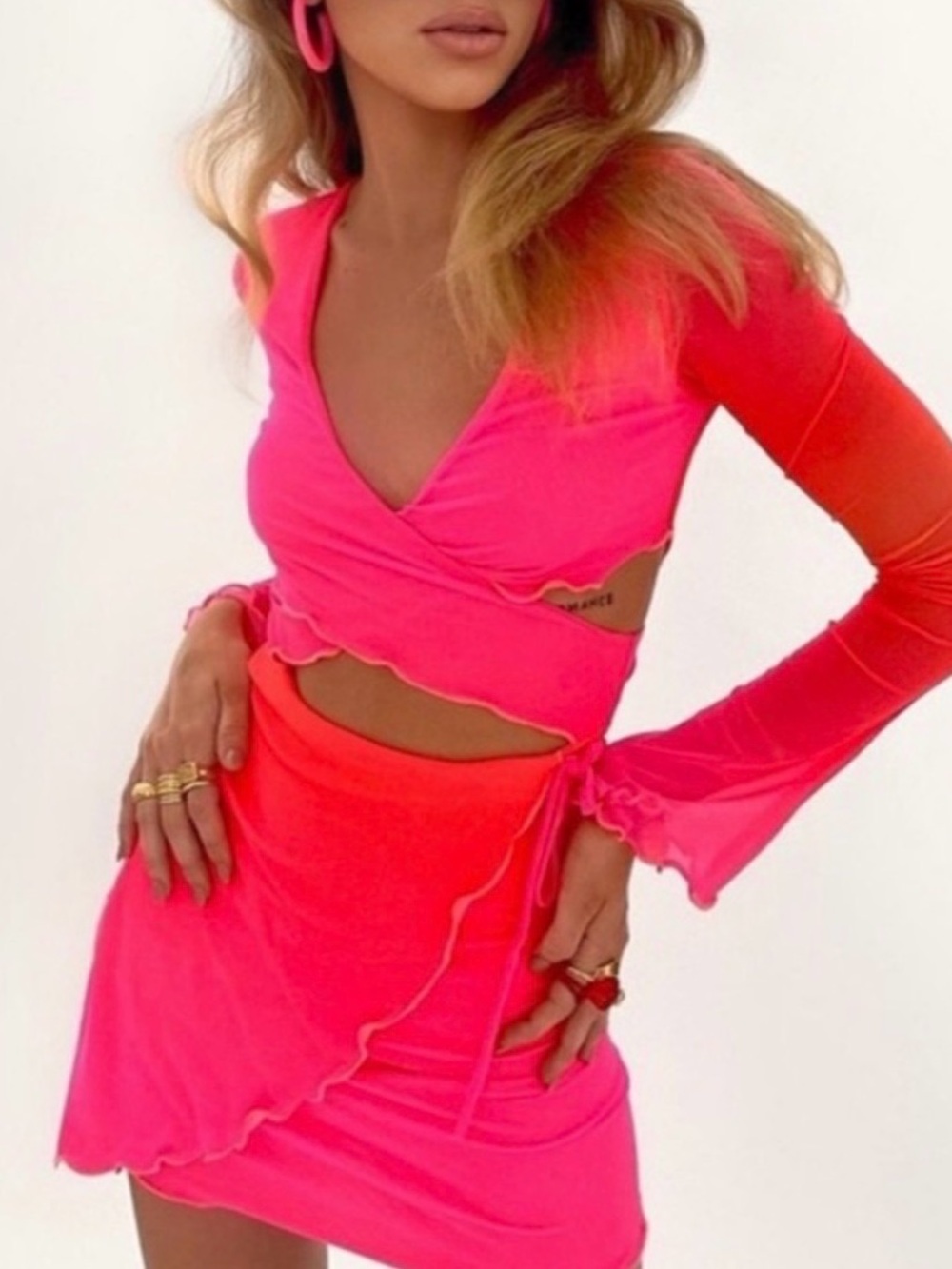 Women’s Hot Pink Wrap Mini Dress